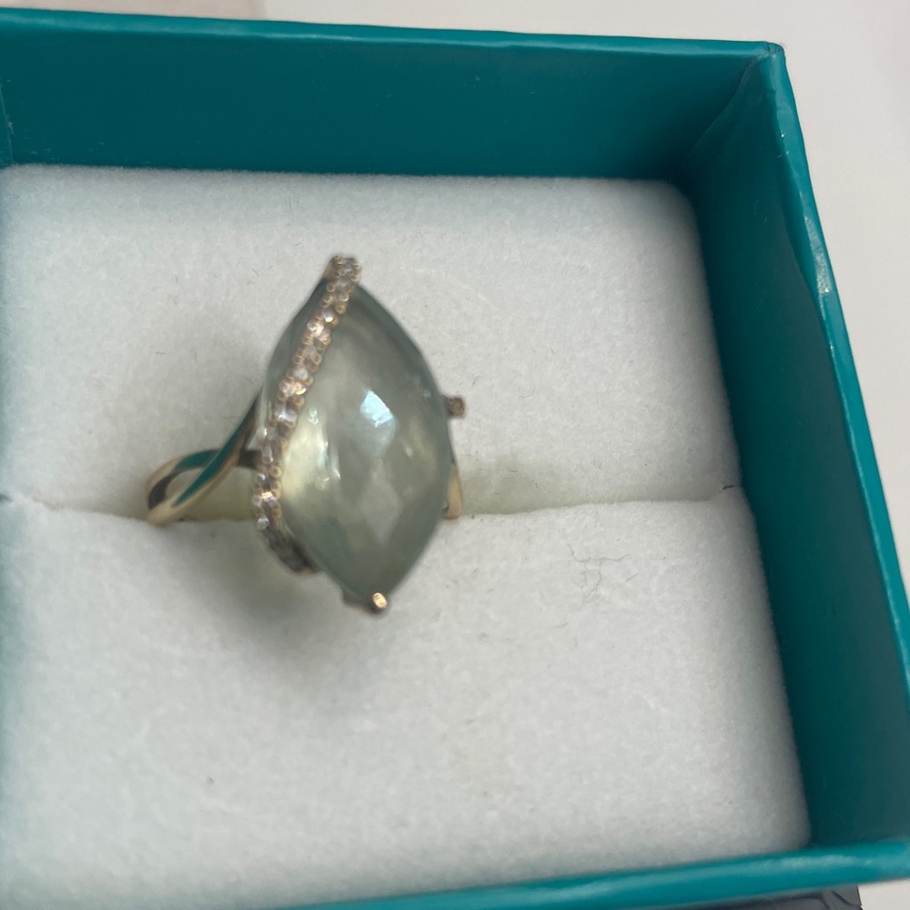 Effy Gold Ring with Green Gemstone and Diamond Accents - Picture 12 of 15